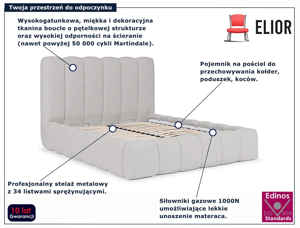 Szare tapicerowane łóżko chmurka 5 rozmiarów E5-M05