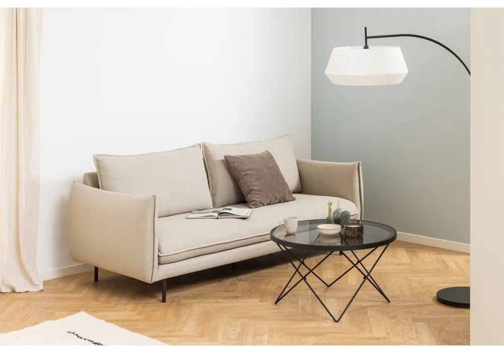 Czarny stolik ze szklanym blatem ø 80 cm Cuxton – Actona