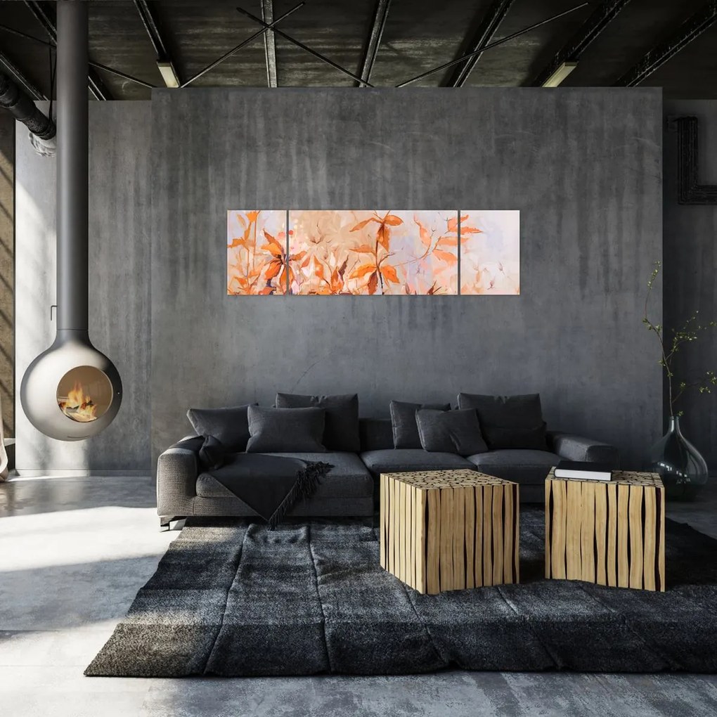 Obraz - Malowane kwiaty (170x50 cm)