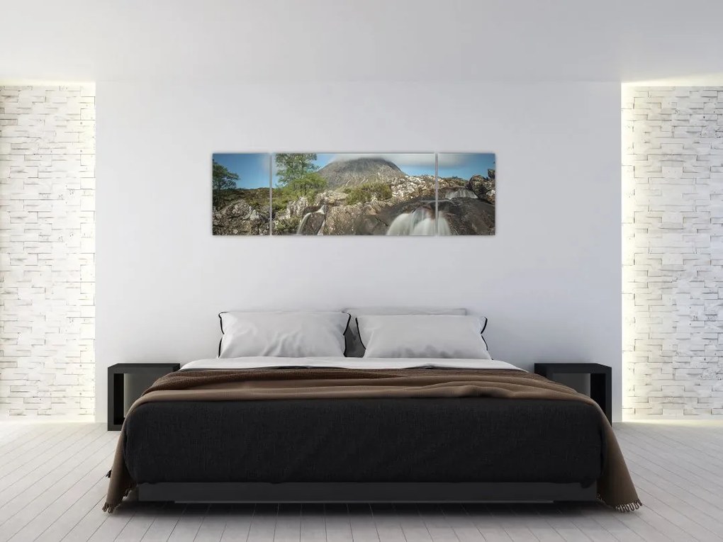 Obraz wodospadów i gór (170x50 cm)