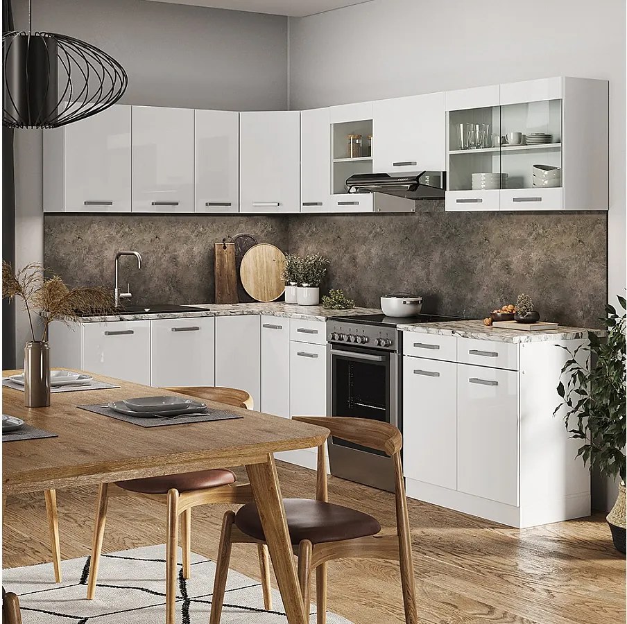 Kuchnia narożna biały wysoki połysk/biały 270x60x81.6 rick