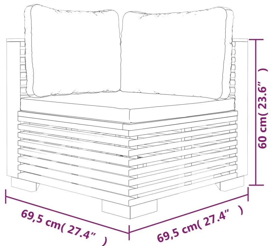 Drewniana modułowa sofa ogrodowa z kremowymi poduszkami K4-E20