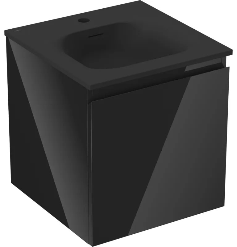 Mexen Orio szafka łazienkowa 45 cm z umywalką Vela, 1 szuflada, czarna połysk/czarna mat - 91A10-04547-1-BF70-W23M71