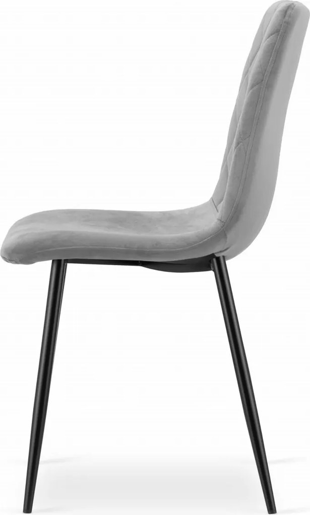 Szare aksamitne krzesło TURIN z czarnymi nogami