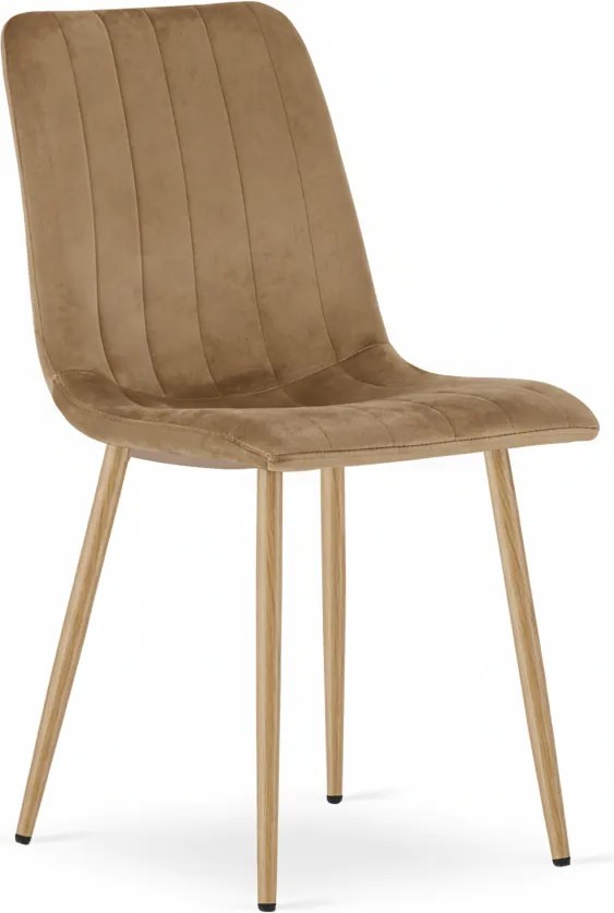 PROMOCJA Brązowe krzesło aksamitne LAVA ALMOND BROWN II. jakość