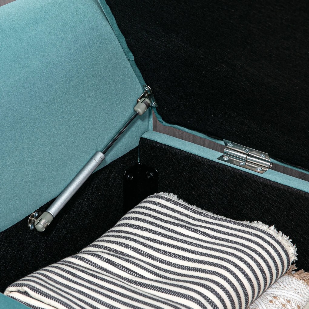 HOMCOM Ławka tapicerowana aksamitem do sypialni i korytarza z miejscem do przechowywania Elegancka zieleń | Aosom PL