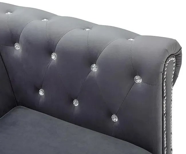 Aksamitna sofa w stylu Chesterfield Xavier 3Q - szara