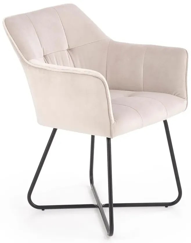 Beżowe designerskie krzesło kubełkowe L6-C64