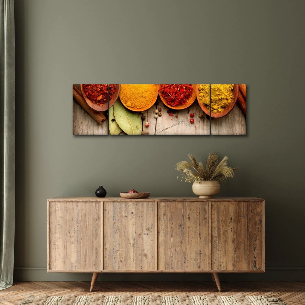 Obraz - Przyprawy na drewnie (170x50 cm)