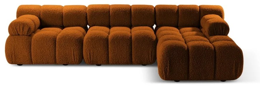 Pomarańczowy narożnik modułowy z materiału bouclé (prawostronny) Bellis – Micadoni Home