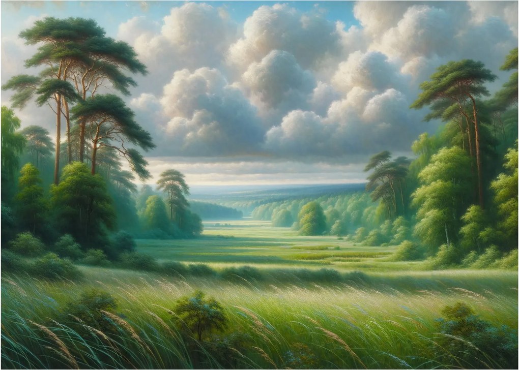 Obraz na szkle - Zielony krajobraz (70x50 cm)