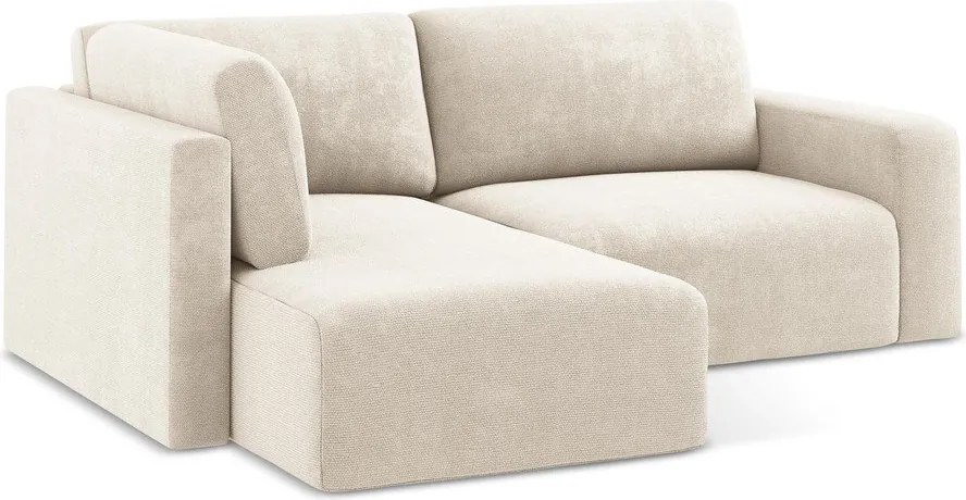 Kremowy rozkładany/ze schowkiem narożnik z tkaniny szenilowej (lewostronny/w kształcie litery L) Kona – Makamii