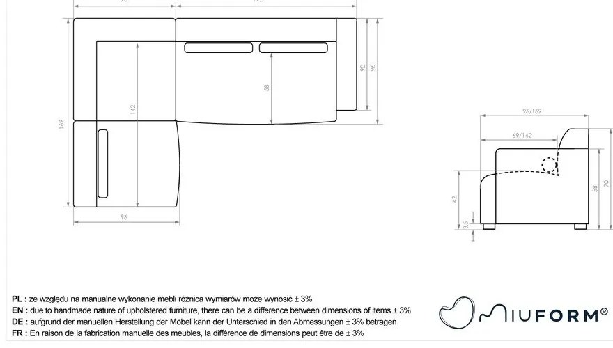Beżowy narożnik (lewostronny) Flex Felix – Miuform