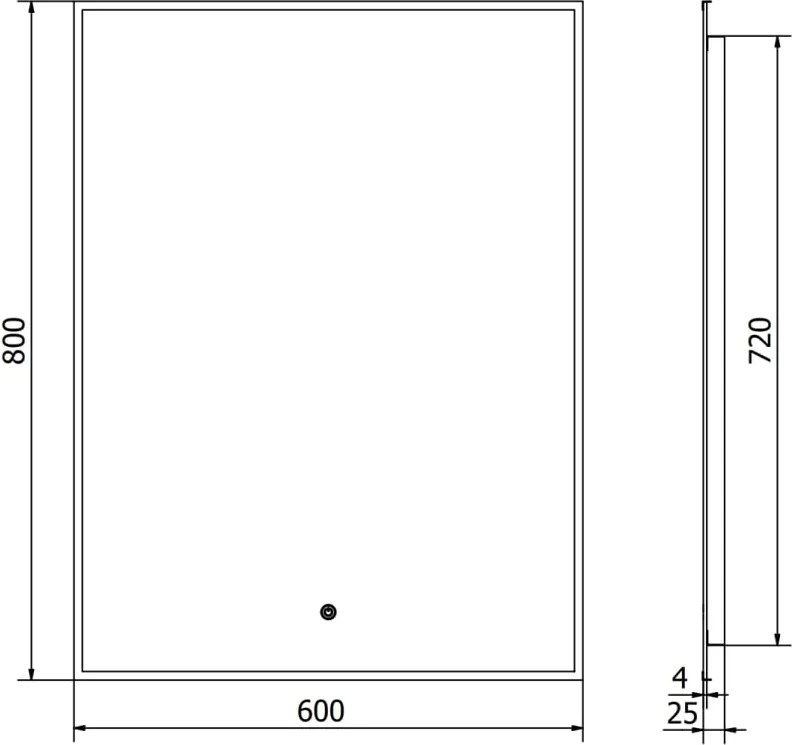 Mexen Erma lustro łazienkowe podświetlane 60 x 80 cm, LED 6000K, antypara, rama czarna - 9814-060-080-611-70
