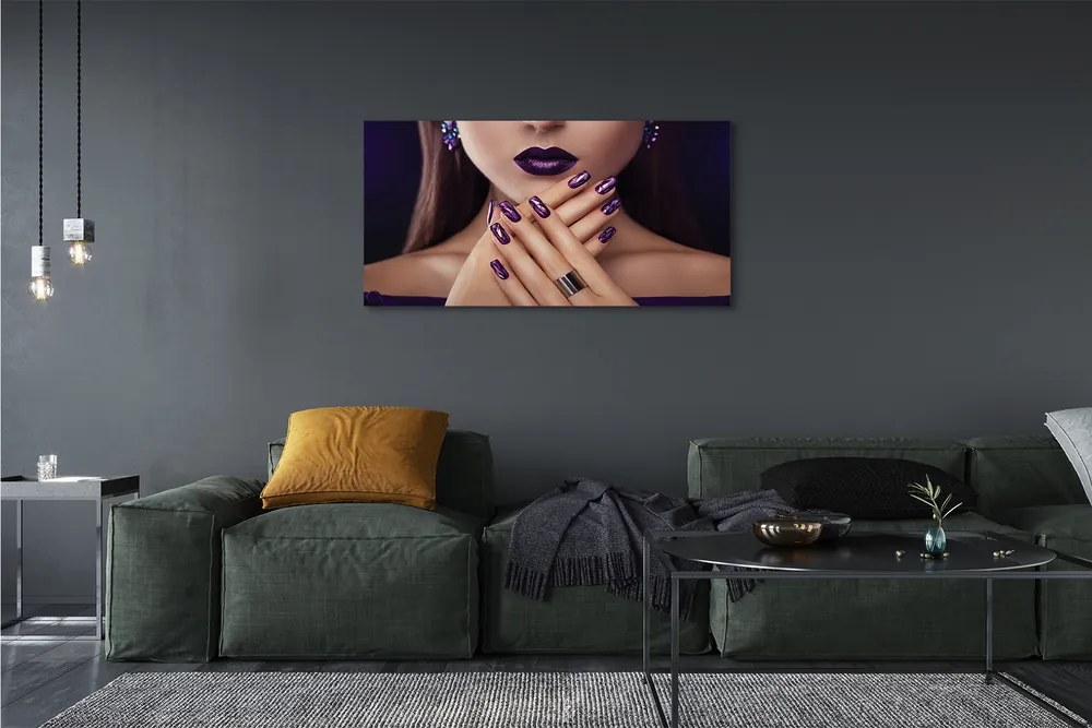 Zdjęcie na płótnie Kobieta z Fioletowymi Ustami
