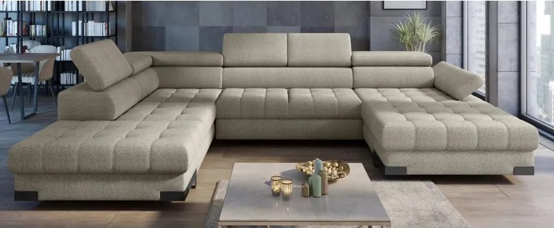 Narożnik SELVA XL Lewostronny z funkcją spania i pojemnikiem MEMPHIS 05 TRUFLOWY WERSAL