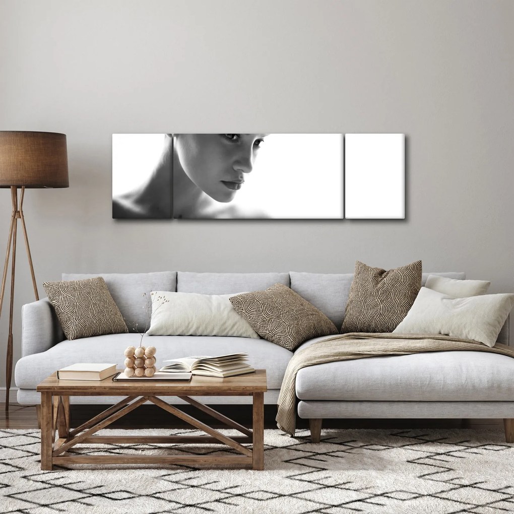 Obraz - czarno - biały portret kobiety (170x50 cm)