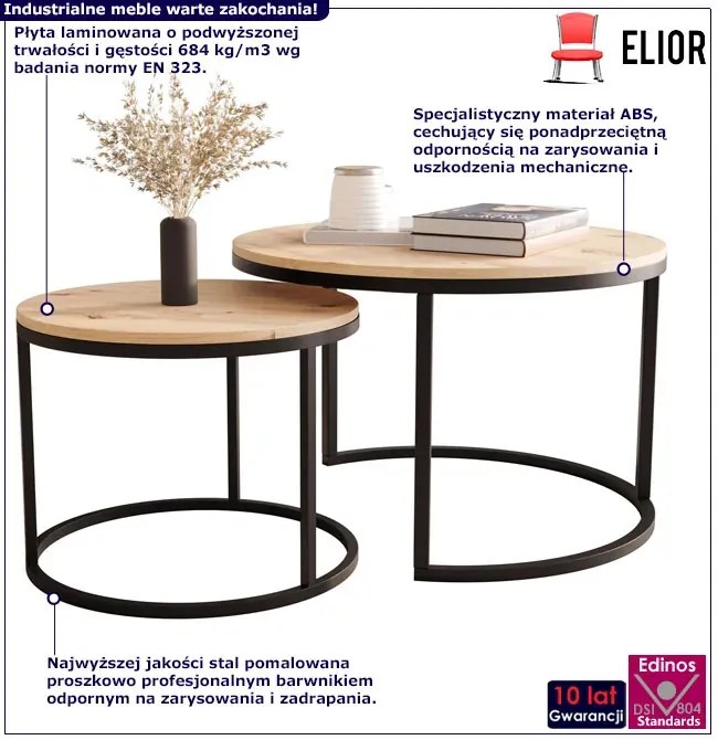 Komplet 2 stolików kawowych nowoczesnych dąb artisan G7-P06