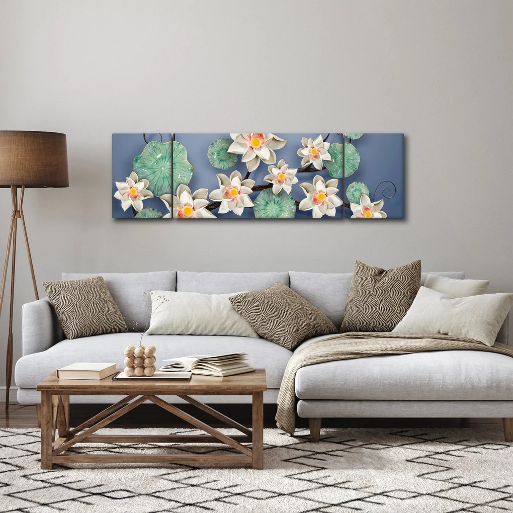 Obraz lilii wodnych (170x50 cm)