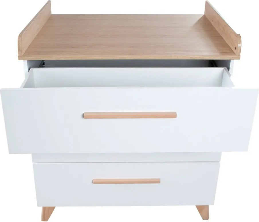 Biała komoda dziecięca w dekorze dębu z przewijakiem 88,5x99x76 cm Léon – Roba