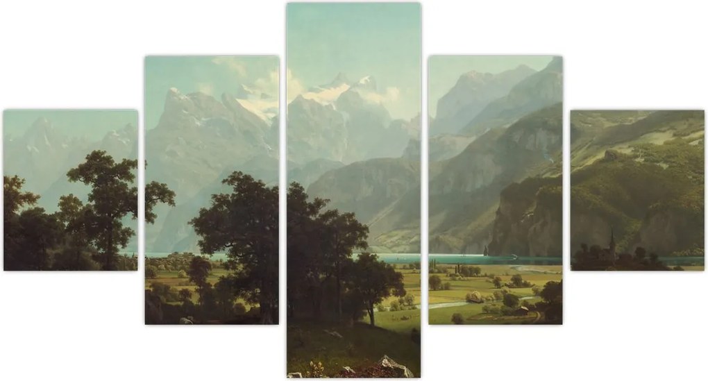 Obraz - Albert Bierstadt, Lake Lucerne, reprodukcje (125x70 cm)