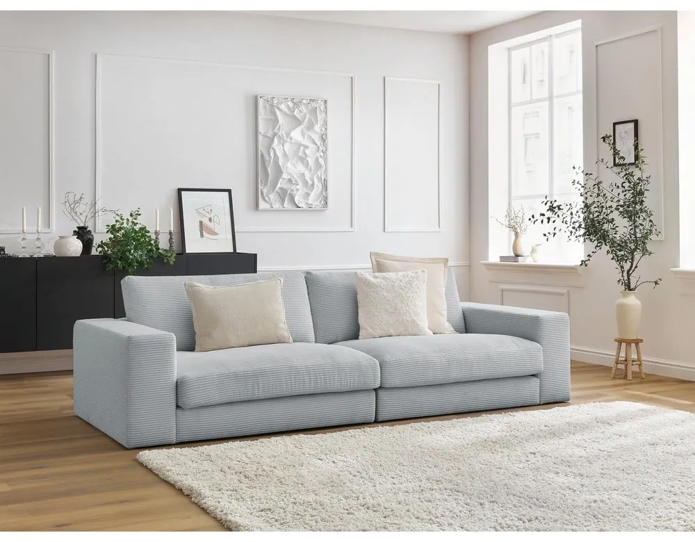 Jasnoszara sztruksowa sofa 274 cm Leonard – Bobochic Paris