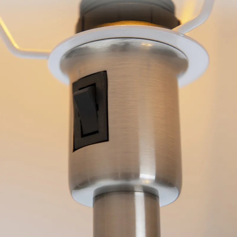 Klasyczna lampa podłogowa ze stali z szarym kloszem i lampką do czytania - Retro klasyczny/Antyczny Oswietlenie wewnetrzne