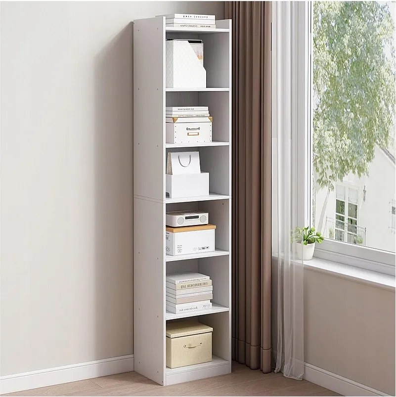 Biały regał stojący na książki półki wysoki skandynawski słupek szafa loft