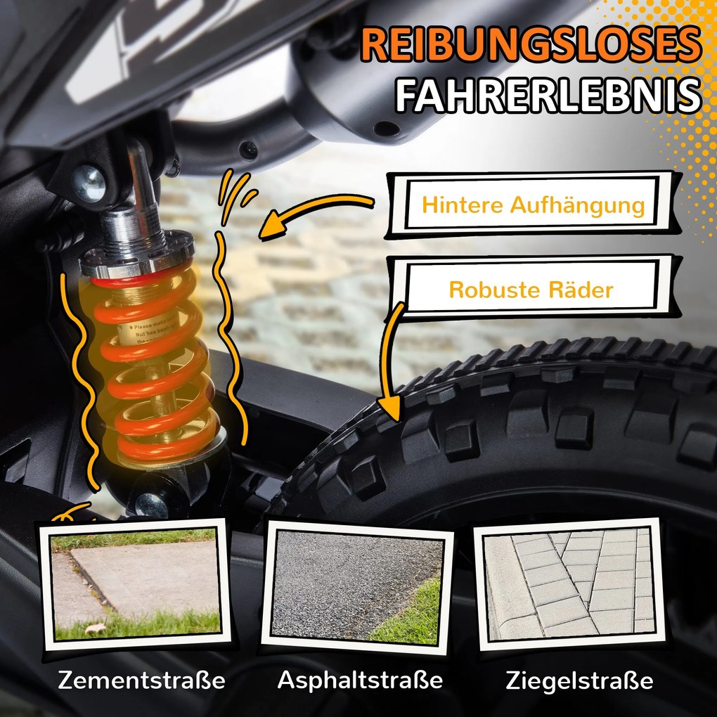 AIYAPLAY 12V Motocykl elektryczny dla dzieci z kółkami treningowymi, światłami LED, muzyką, USB, dla chłopców i dziewczynek, Żółty