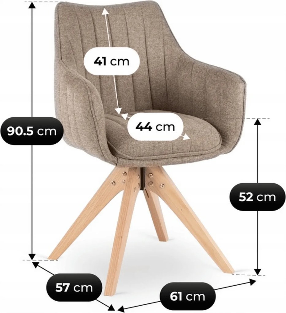 Krzesło Tapicerowane Obrotowe do Salonu LEMON Beżowe Nowoczesne Skandynawskie