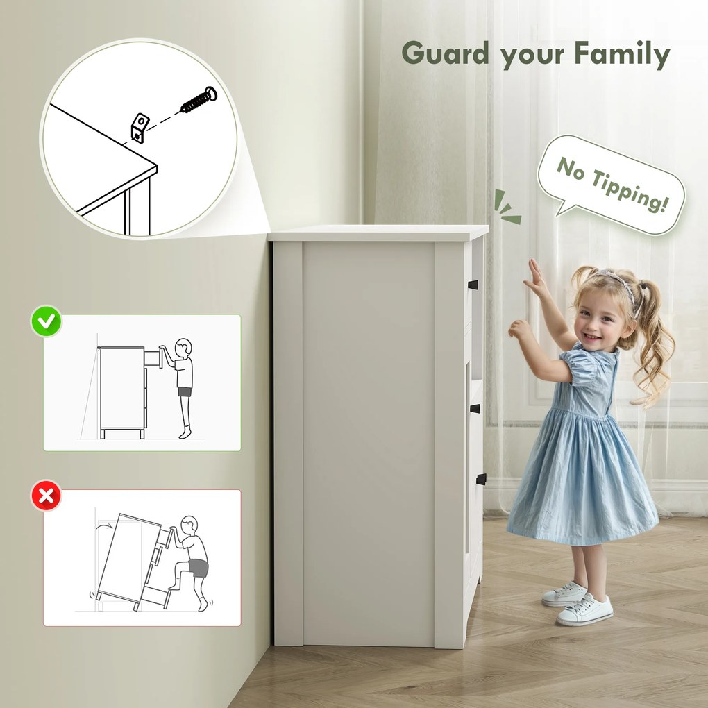 HOMCOM Szafka kuchenna z otworem na kable, Komoda z 2 szafkami, otwartą przegrodą, szufladą, 80 x 35 x 72,2 cm, Płyta wiórowa, Biały