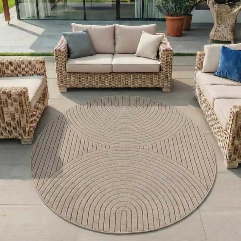 Dywan uniwersalny Nova 3D beżowy koło 160 cm x 160 cm