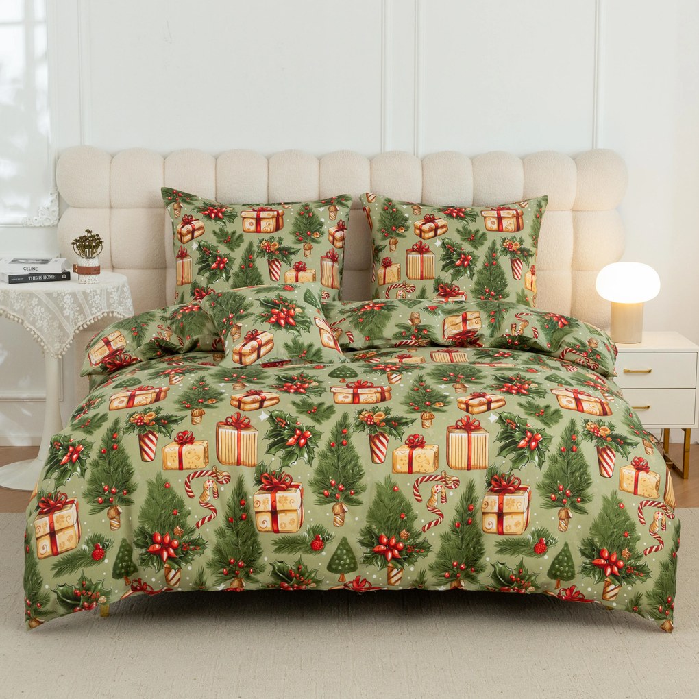 PrzytulneMieszkanie.pl PrzytulneMieszkanie.pl Pościel z mikrofibry CHRISTMAS PRESENTS zielone Rozmiar pościeli: 70 x 90 cm | 140 x 220 cm