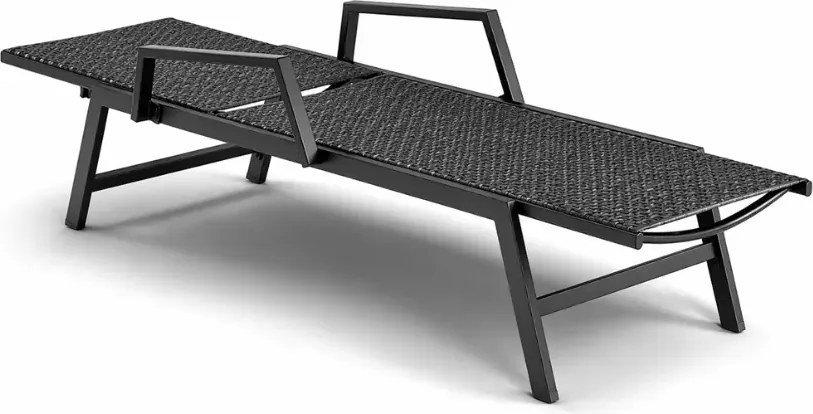 Leżak ogrodowy Pateri czarny technorattan regulowany basenowy tarasowy 193cm