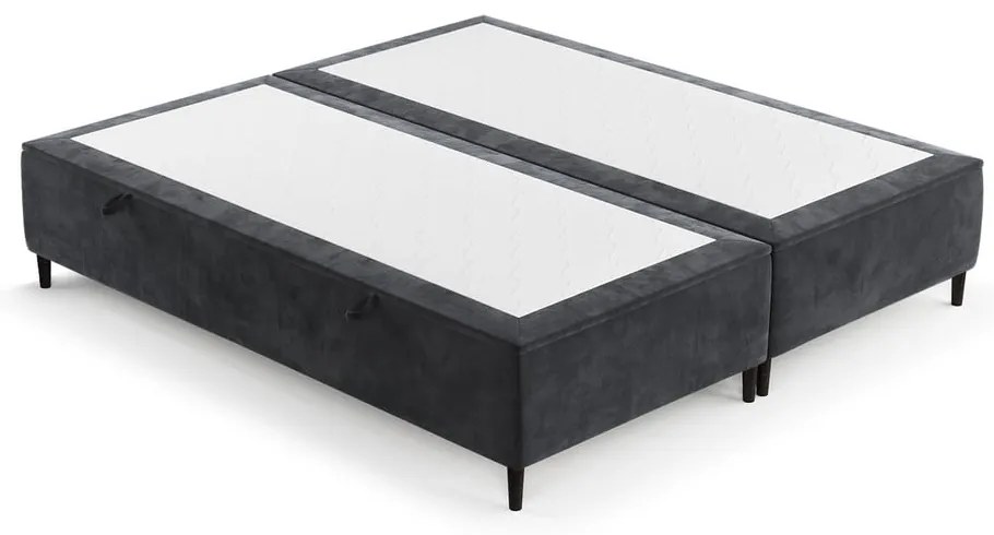 Antracytowe tapicerowane łóżko dwuosobowe ze schowkiem 140x200 cm Tate – Maison de Rêve