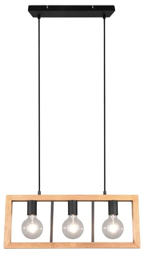 Czarno-naturalna lampa wisząca Agra – Trio
