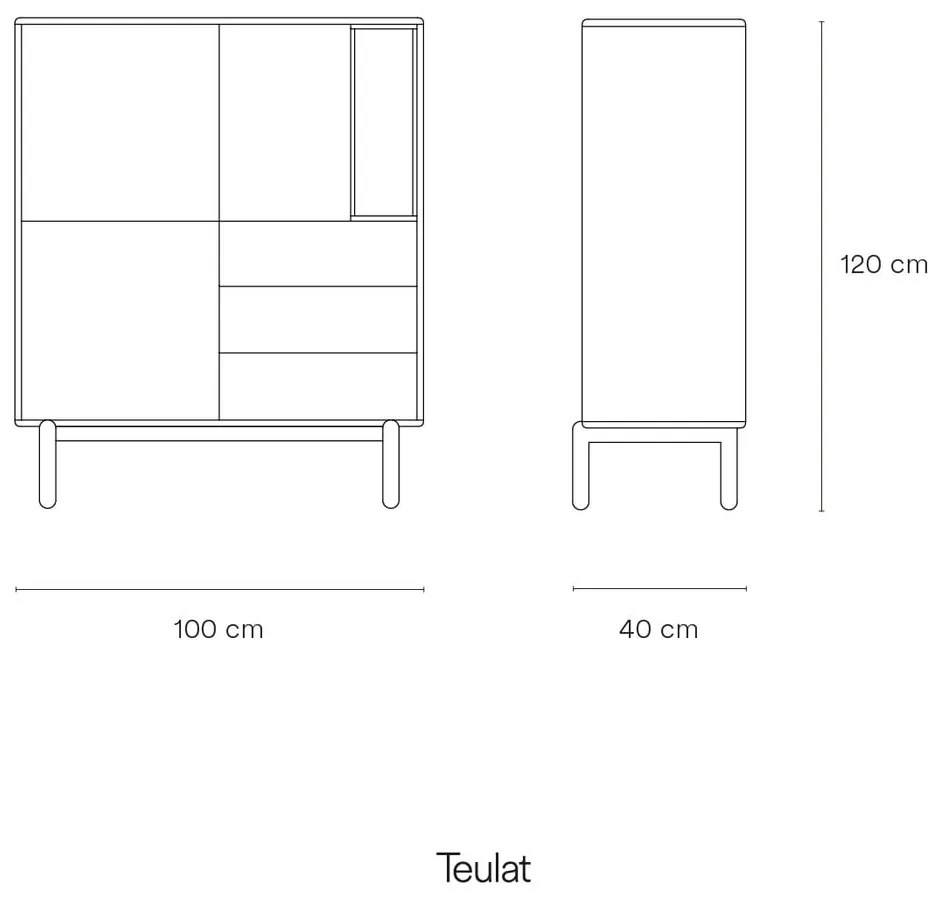 Ciemnoszara wysoka komoda 100x120 cm Corvo – Teulat