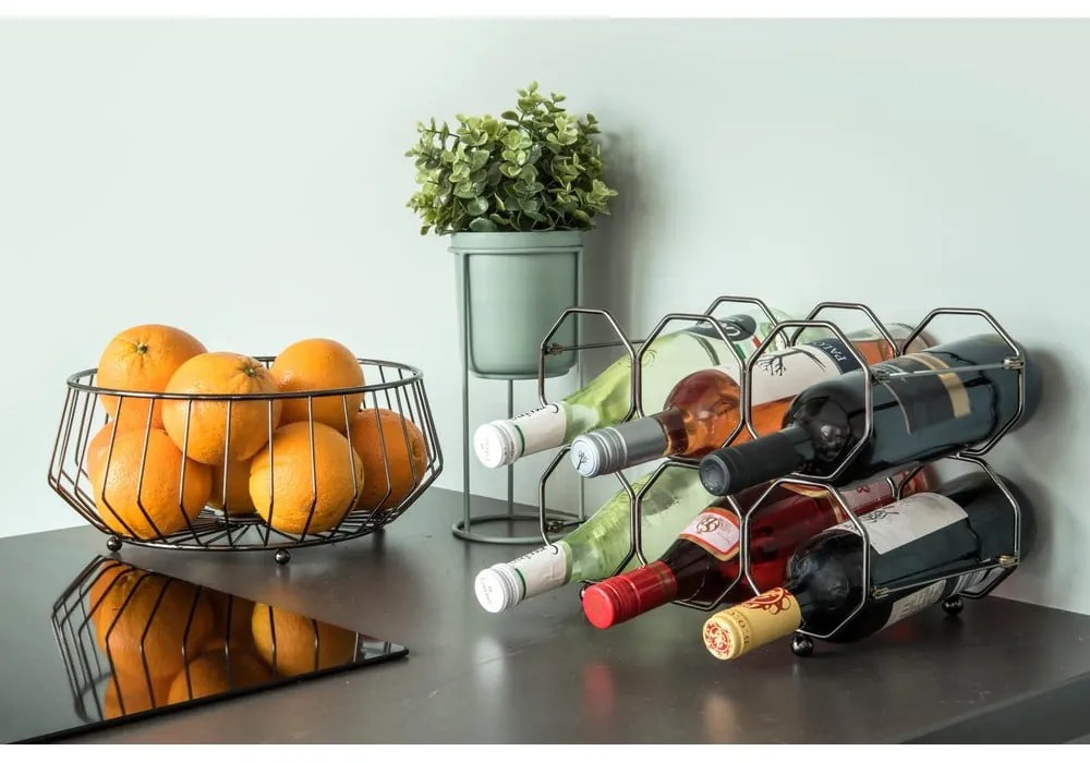 Szary metalowy składany stojak na wino PT LIVING Honeycomb