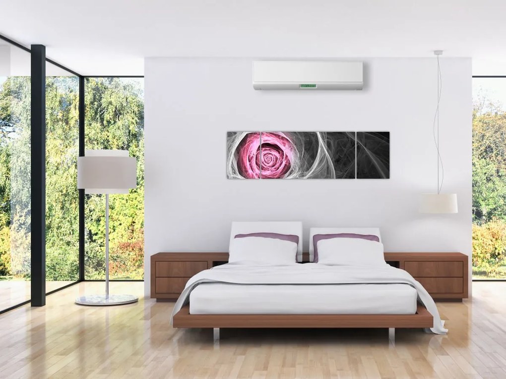 Obraz - Róż abstrakcyjny, fuksja (170x50 cm)