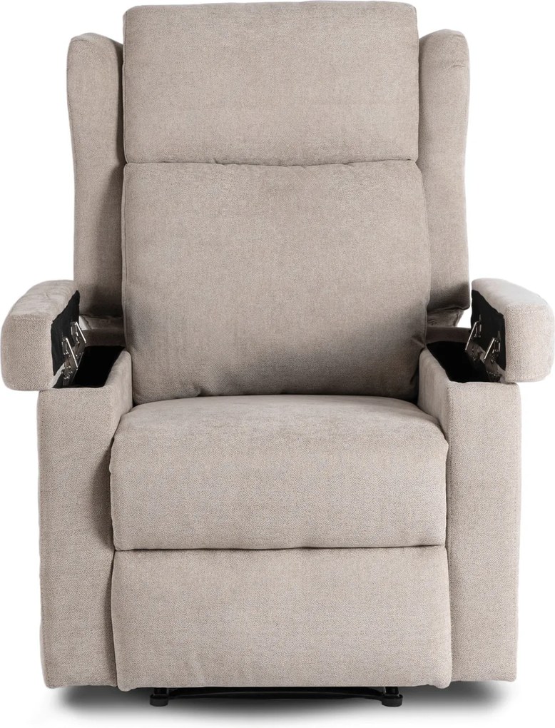 Fotel Masujący SEBASTIAN Rozkładany Wypoczynkowy z Podnóżkiem Beżowy Nowoczesny