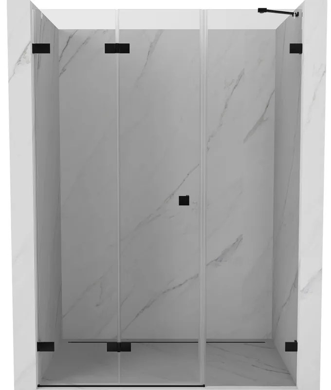Mexen Lunar-F drzwi prysznicowe składane lewe 130 cm, transparent, czarne - 836S-130-050-70-00-L