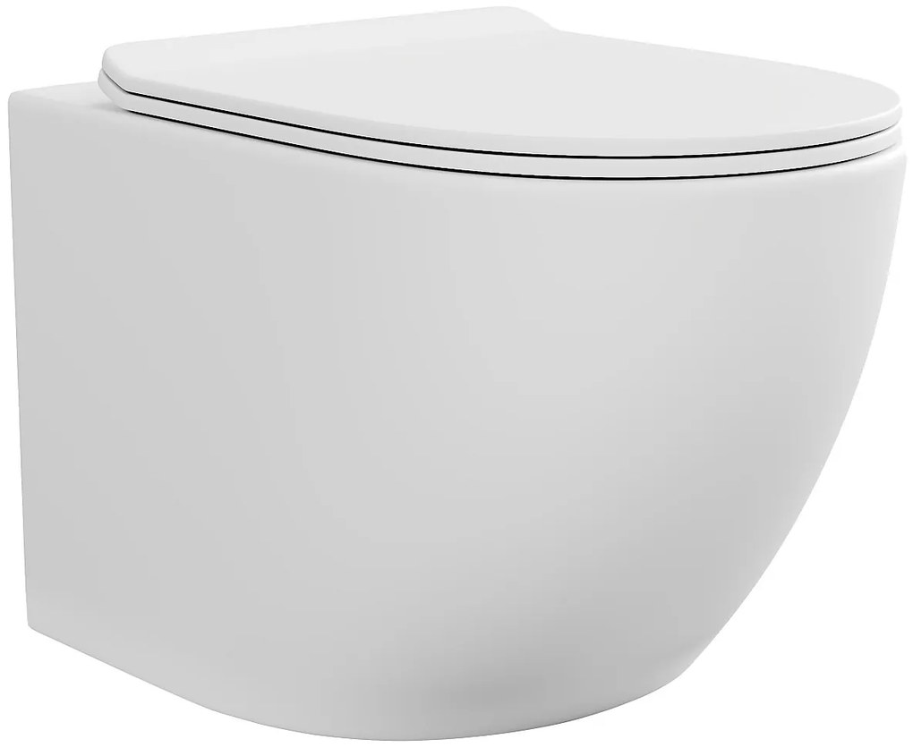 Miska WC podwieszana z białej matowej ceramiki bez kołnierza - JAVOINE