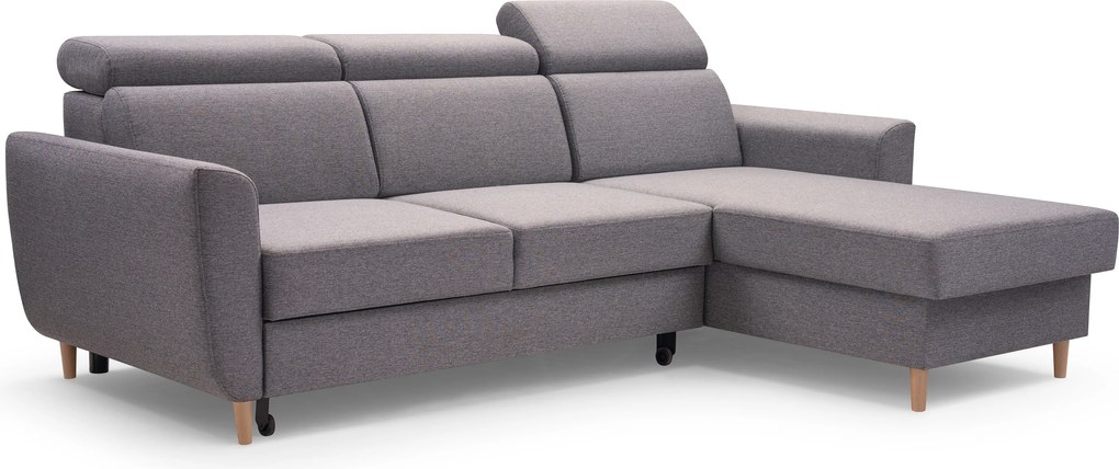 Masseno Narożnik SAPORE z funkcją spania i pojemnikiem na pościel Narozniki L, Rozkładana sofa - Szary, DENVER 18