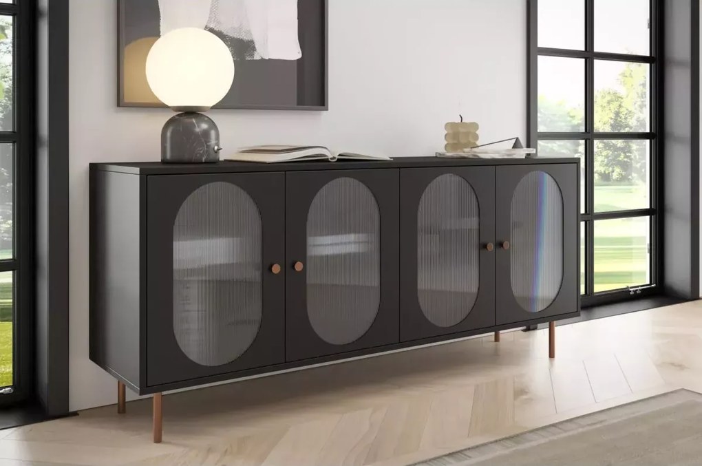 Komoda 4-dzielna Monar – elegancki mebel z kolekcji Monar, nowoczesny design, wiele kolorów blatu i stali do wyboru