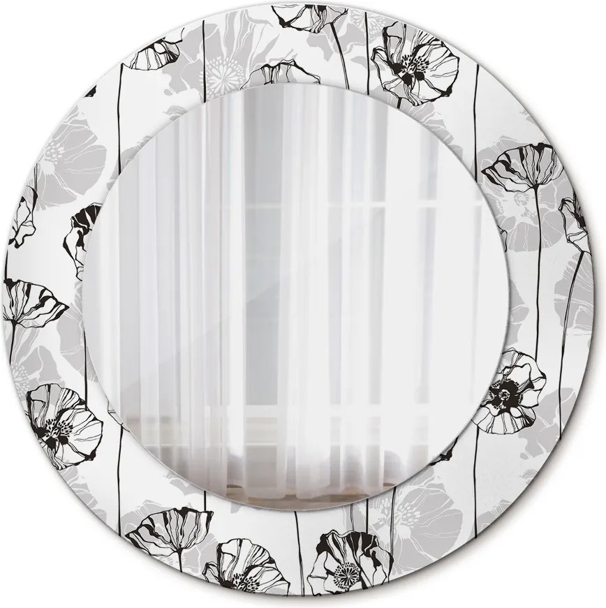 Lustro dekoracyjne okrągłe Kwiaty maki