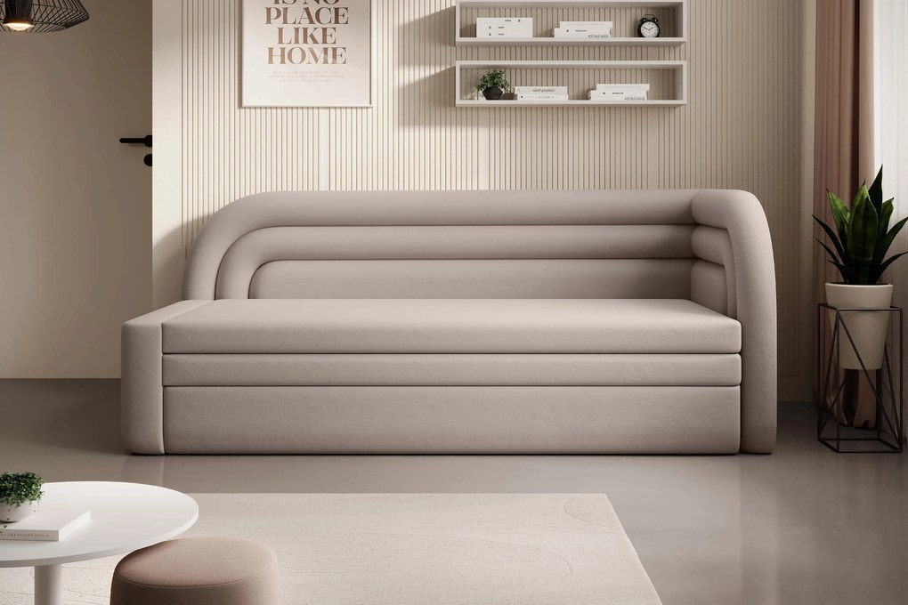 Beżowa rozkładana sofa 3-osobowa FABILLO Wersja: Lewy róg