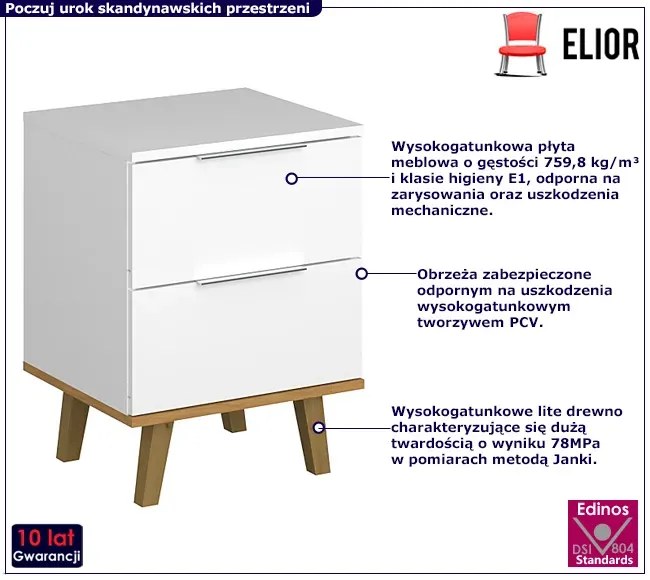 Biała skandynawska szafka nocna Savona 3X