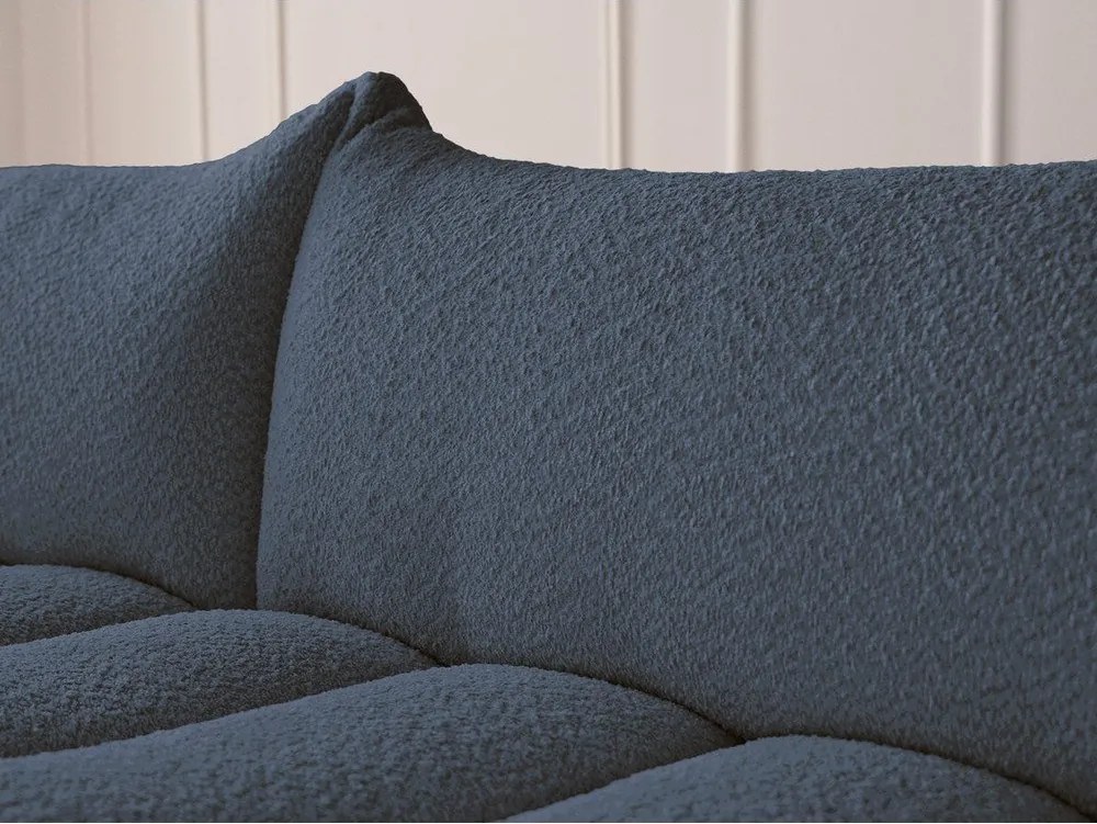 Ciemnoniebieski narożnik z materiału bouclé (lewostronny/z szezlongiem) Azra – Bobochic Paris