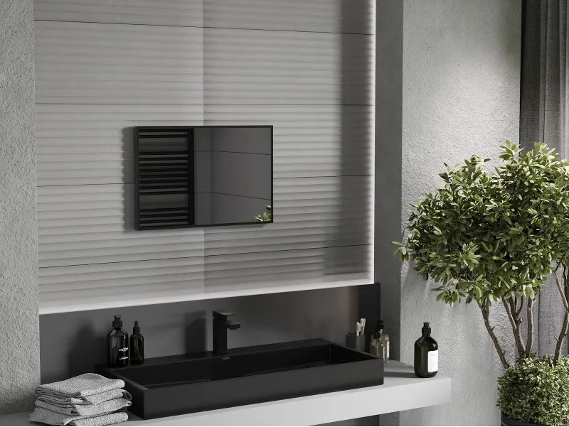 Mexen Loft lustro łazienkowe prostokątne 60 x 40 cm, rama czarna - 9852-060-040-000-70