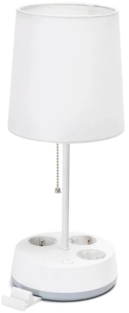 Aigostar - Lampa stołowa z gniazdami 1xE27/60W/230V biała